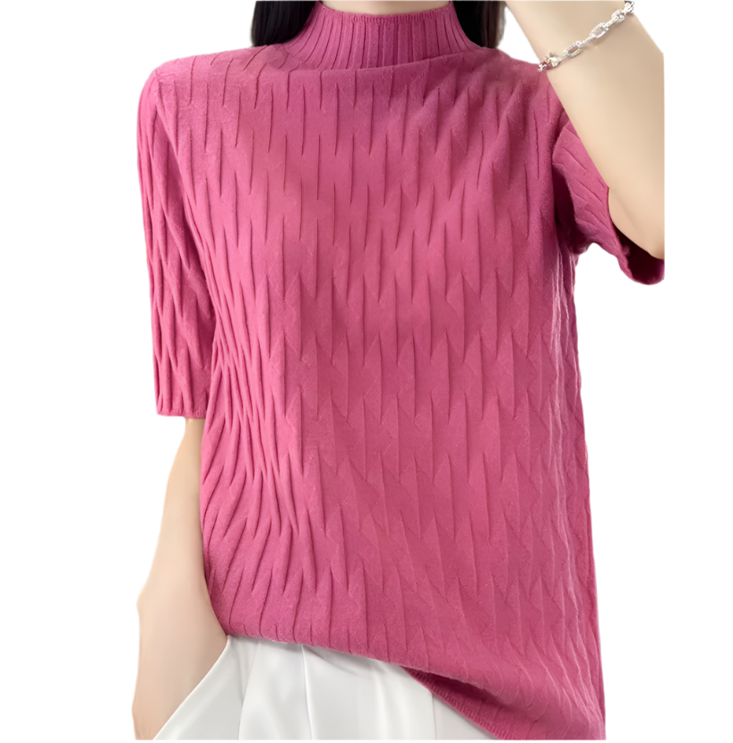 Classy & Timeless Comfortable Soft Short Sleeve Knitted Blouse For Women's - B6-TOP-B615