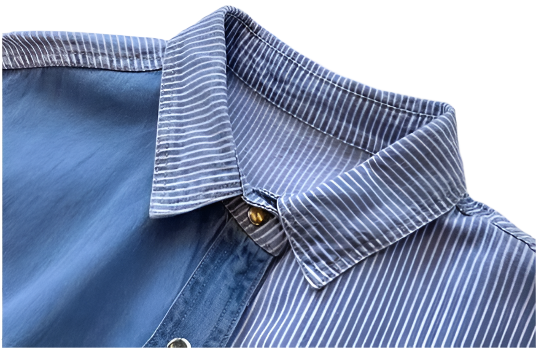 Denim Patchwork Striped Comfortable Women's Shirt TOP-B1-BL-286