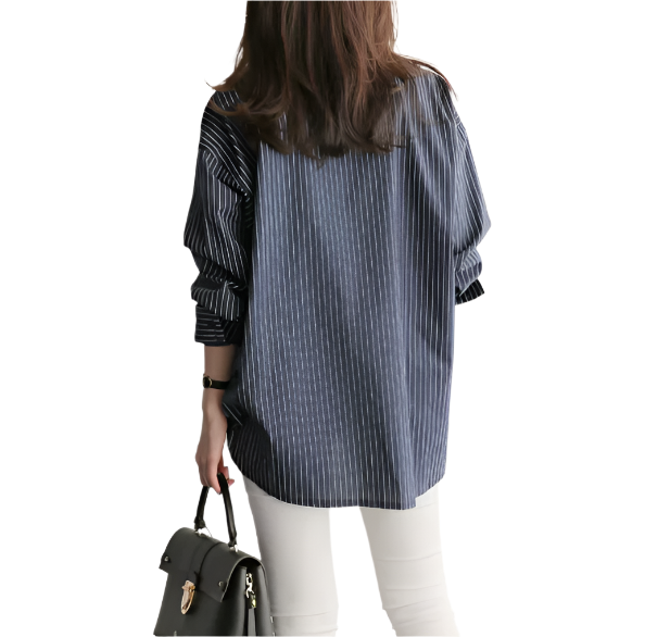Elegant Cotton Striped Loose-Fit Shirts TOP-B1-BL-287