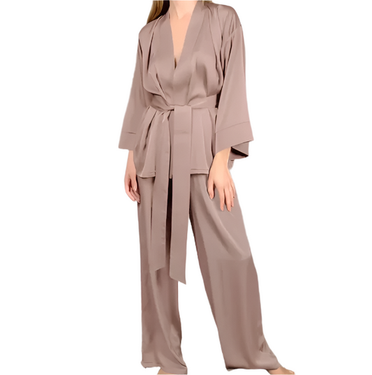 Women’s Elegant Comfortable Long Sleeve Sashes Silk ROBE-RO-02