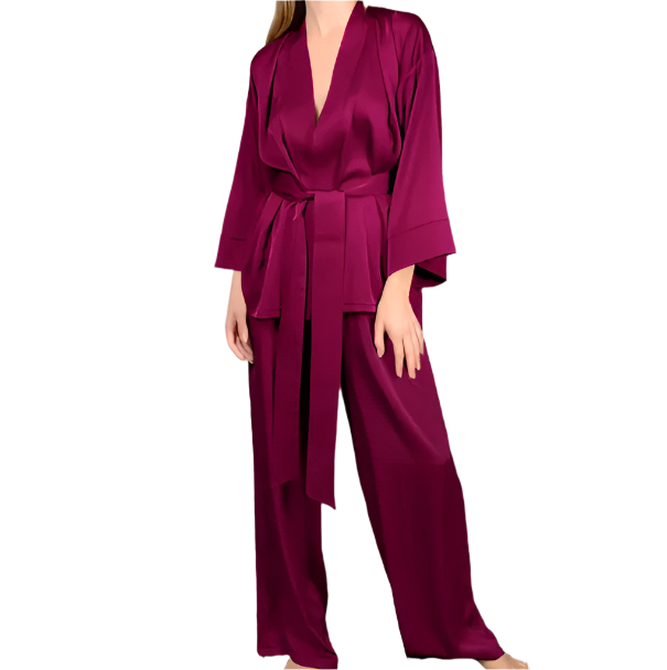 Women’s Elegant Comfortable Long Sleeve Sashes Silk ROBE-RO-02