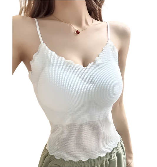Pack of 3 - French Lace Spaghetti Straps Camisole V-Neck Fixed Cup Bra - UGS-02-T-BRA-13