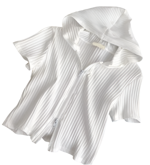 Trendy & Timeless Girl's Hooded Short-sleeve Zip-Up Front Closure Top SHIRT-BL121