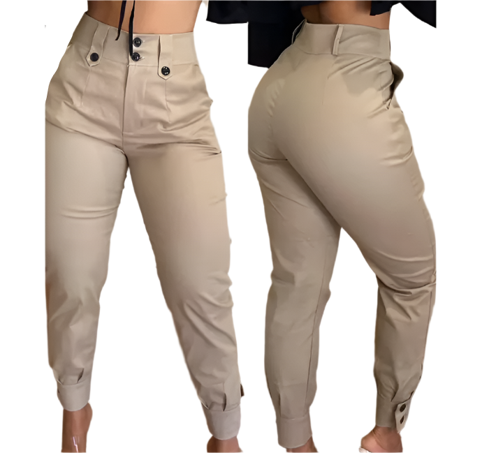 High Waist Trendy & Elegant Solid Color Women's Pants - B6-JP-621