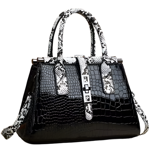 Trendy Two-Tone Crocodile Pattern Shoulder Crossbody Handbag BAG- 188