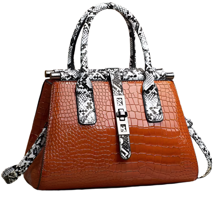 Trendy Two-Tone Crocodile Pattern Shoulder Crossbody Handbag BAG- 188