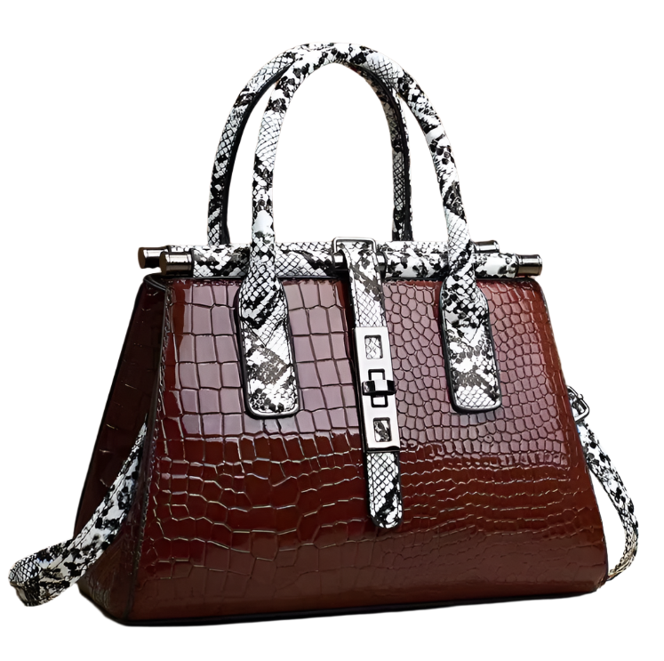 Trendy Two-Tone Crocodile Pattern Shoulder Crossbody Handbag BAG- 188
