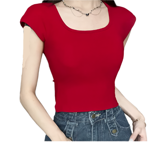 Pack of 3 - Padded T- Shirt Teen Girl's Start-up Bra,  Short Sleeve Square Neck Padded Cotton Top for Girls - UGS-02-T-BRA-15