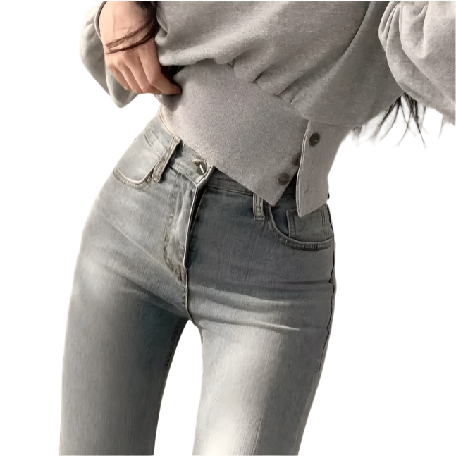 Trendy Round Neck Slim Waist Long Sleeve Pullover Women's Top -B6-TOP-B684