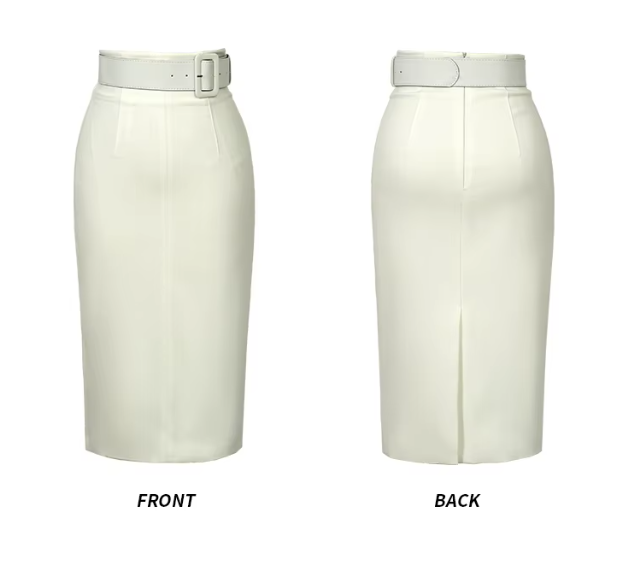 Trendy & Timeless Women's Back Split High Waist Pencil Skirt With Belt - B4-SKT-23