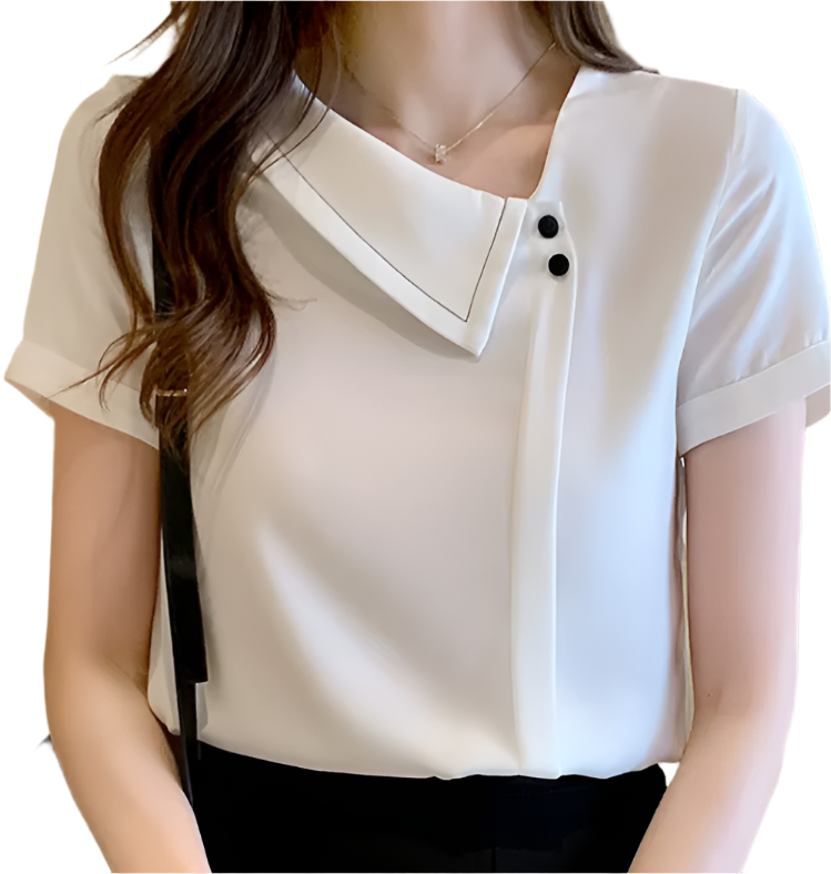 Trendy & Timeless Short Sleeve White Chiffon Blouse for Women - SM-9 - TOP -17