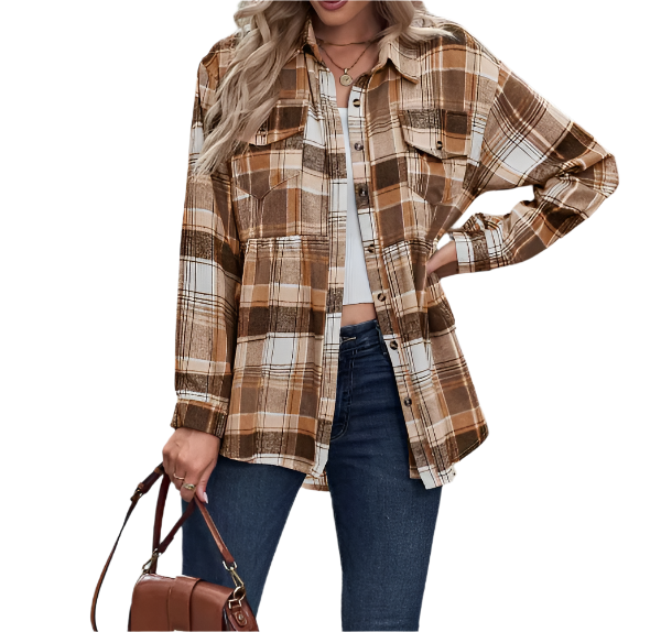 Trendy & Timeless Check Print Long Shirt for Women TOP-B1-BL-288
