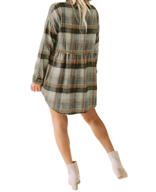 Trendy & Timeless Check Print Long Shirt for Women TOP-B1-BL-288