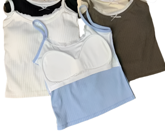 Pack of 3 - Teen Girl Start-up Bra Padded Lace Camisole Inner & Outer Wear Padded Tank-Top Bra -UGS-02-T-BRA-04