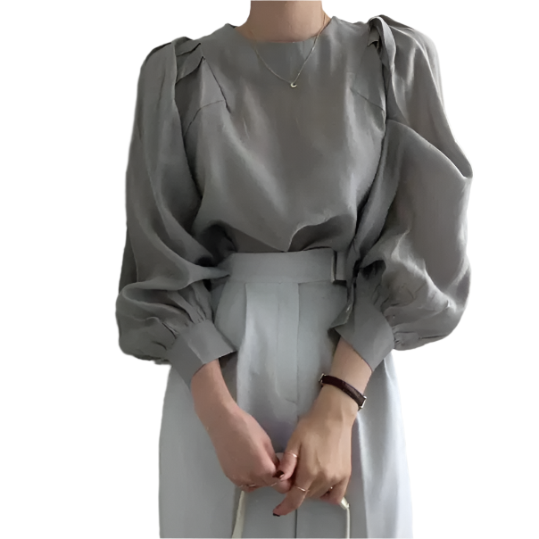 Trendy & Elegant Puff Long Sleeve Versatile Women's Shirt TOP-B1-BL-253