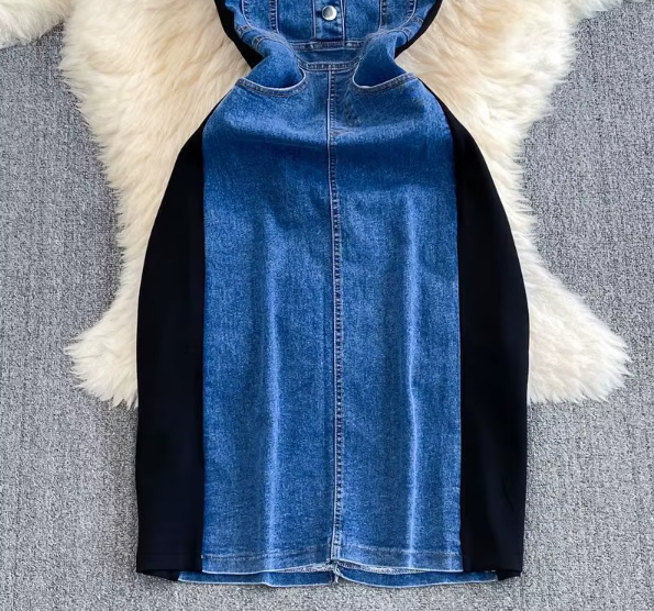 Trendy & Elegant Women's Denim Dress - B1-DRESS-B103