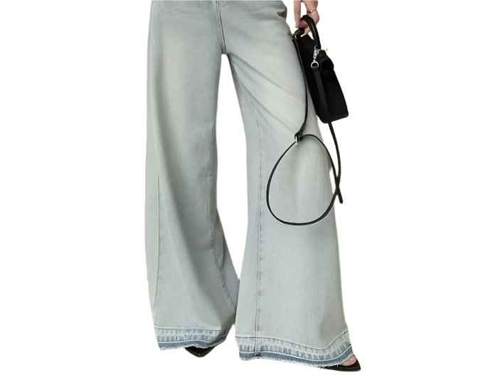 Trendy High Waist Vintage Wide Leg  Women's Jeans -B6-JP-607