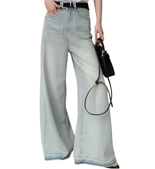 Trendy High Waist Vintage Wide Leg  Women's Jeans -B6-JP-607