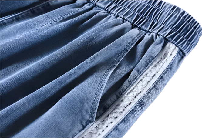 Trendy Ice Silk High Waist Draping Straight Women's Jeans B6-Jp-612