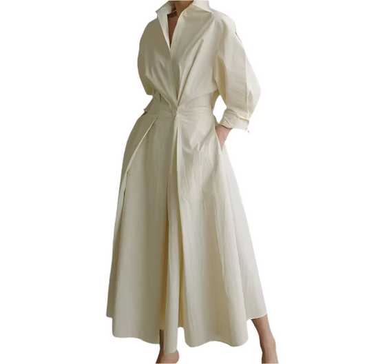 Trendy Lapel Collar Cotton Dress B1-DRESS-B112