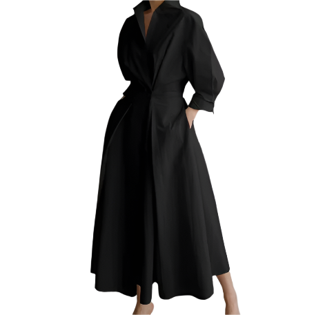 Trendy Lapel Collar Cotton Dress B1-DRESS-B112