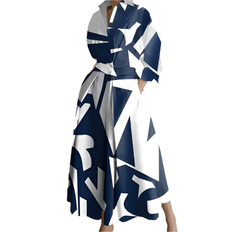 Trendy Long Summer Cotton Dress for Women B1-DRESS-B111