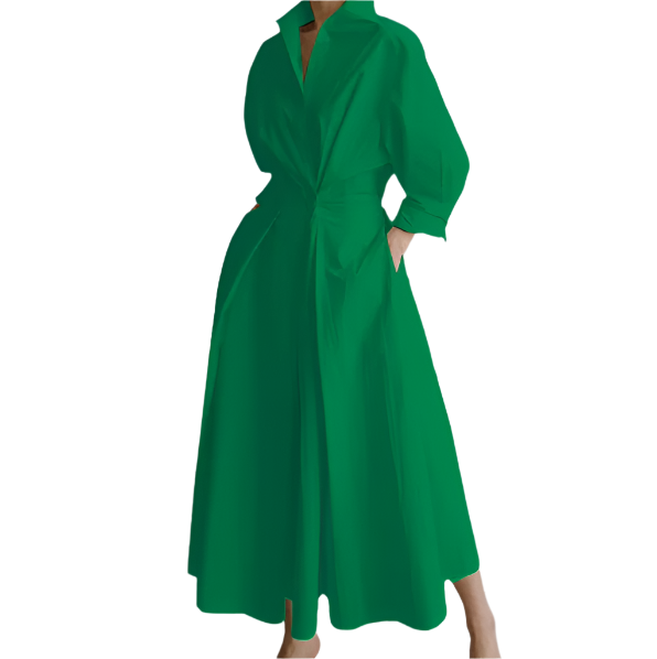 Trendy Lapel Collar Cotton Dress B1-DRESS-B112