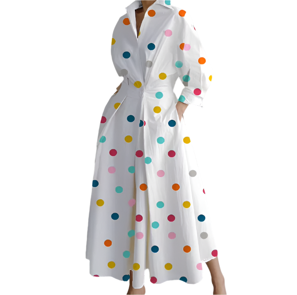 Trendy Lapel Collar Cotton Dress B1-DRESS-B112