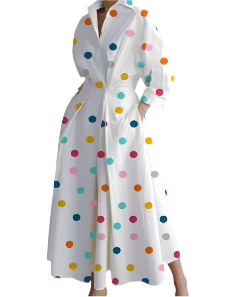 Trendy Lapel Collar Cotton Dress B1-DRESS-B112