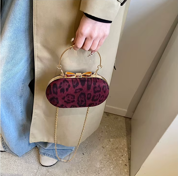 Trendy Leopard Print Clutch Frame Designer Evening BAG-42