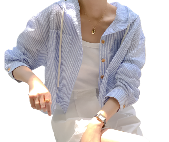 Trendy& Elegant Hooded Women's Shirt - B6-TOP-B703