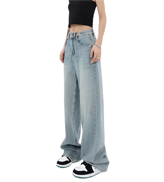 Trendy Wash High Waist Straight Leg Women's Jeans - B6-JP-609