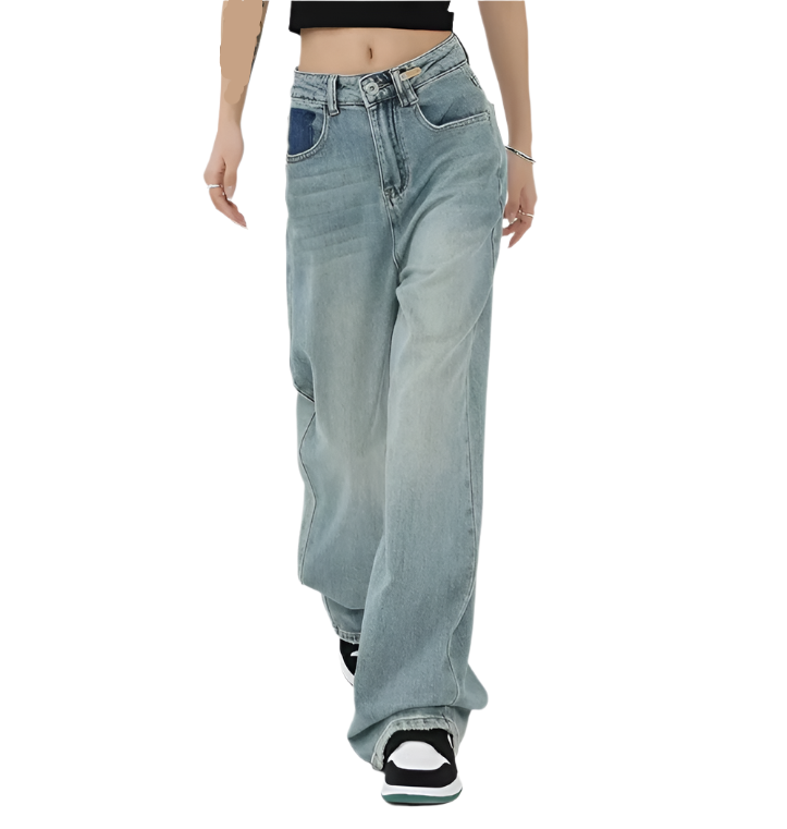 Trendy Wash High Waist Straight Leg Women's Jeans - B6-JP-609