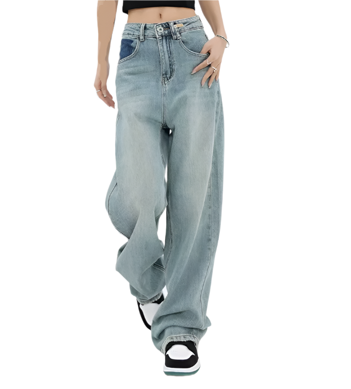 Trendy Wash High Waist Straight Leg Women's Jeans - B6-JP-609