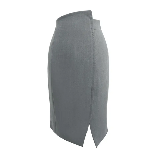 Trendy & Elegant French Pencil Skirt Knee Length High Waist Wrap Skirt for Women - B4-SKT-27