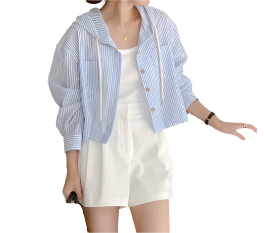 Trendy& Elegant Hooded Women's Shirt - B6-TOP-B703