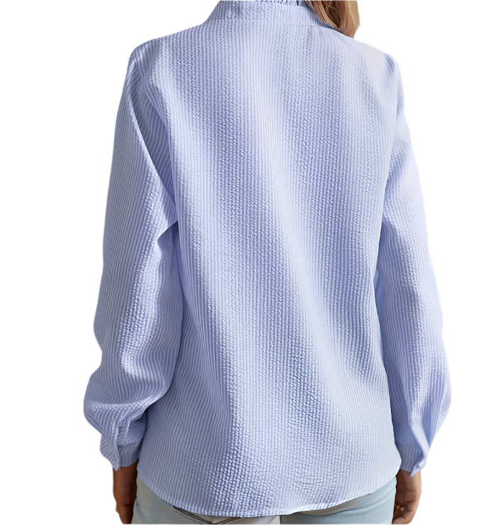 Trendy & Elegant Cardigan Ruffled Stand Collar Shirt for Women TOP-B1-BL-250
