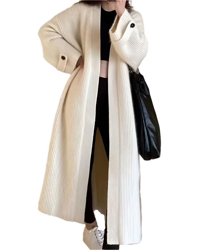 Trendy & Timeless High-class V-neck Soft Skin Friendly Knitted Cardigan Loose Knee Length Sweater Coat - B6-JKT-600