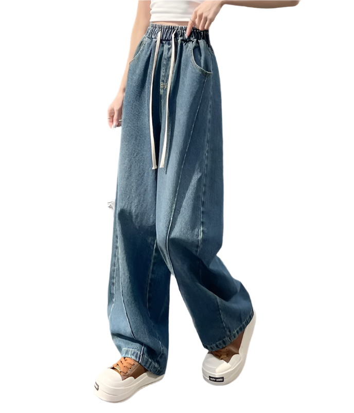Trendy & Timeless High Waist Drawstring Wide Leg Women's Jeans - B6-JP-630