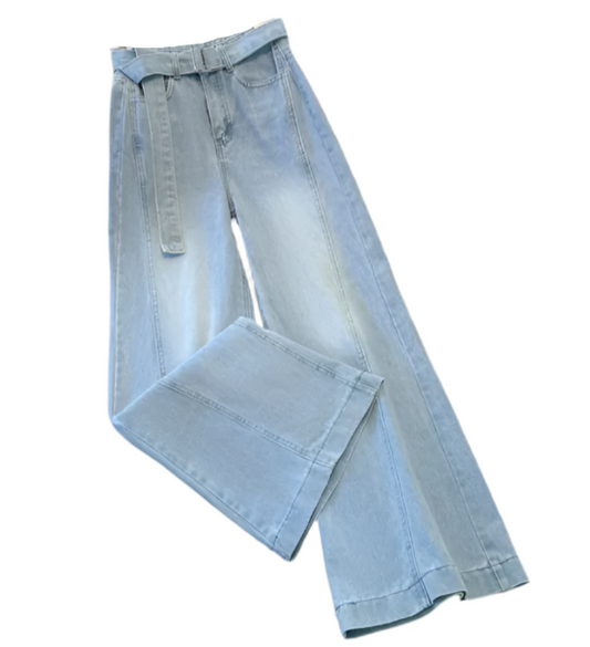 Trendy & Timeless High Waist Straight Leg with Belt Lace Women's Jeans - B6-JP-632