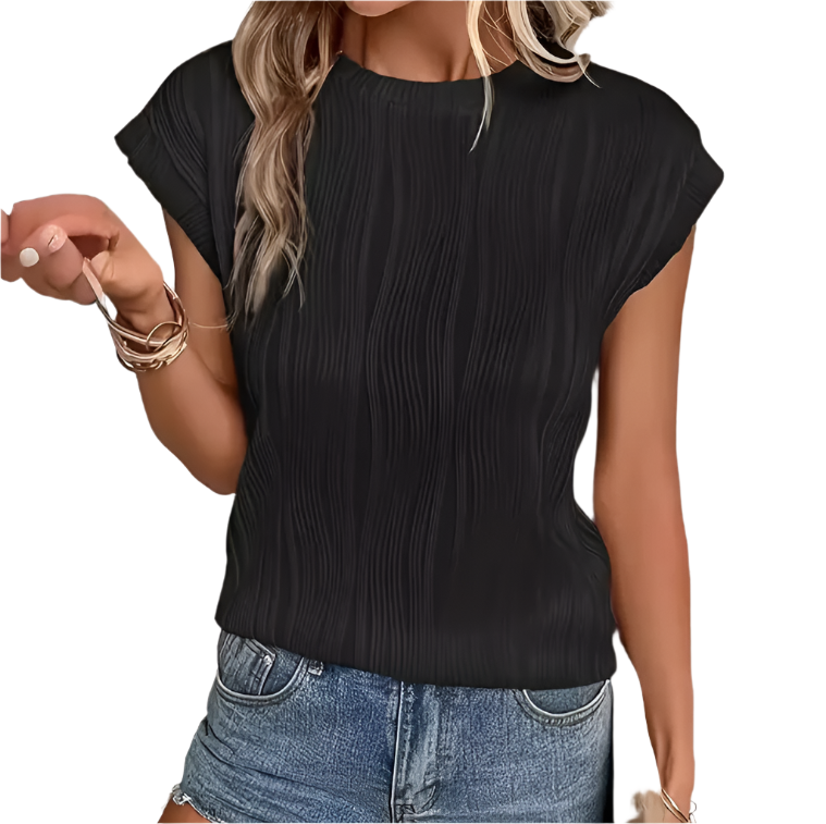 Trendy & Timeless Round Neck Short Sleeved Women's TOP-B1-BL-236