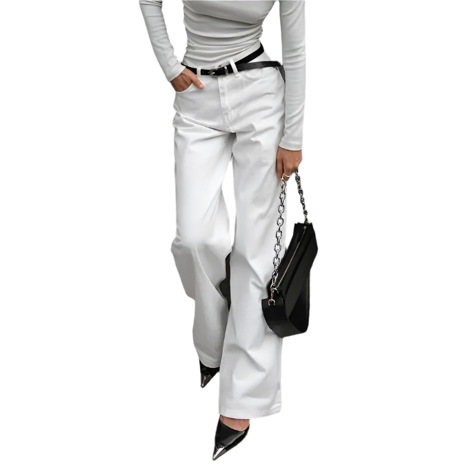 Trendy & Timeless White High Waist Straight Leg Versatile Women's Jeans - B6-JP-627