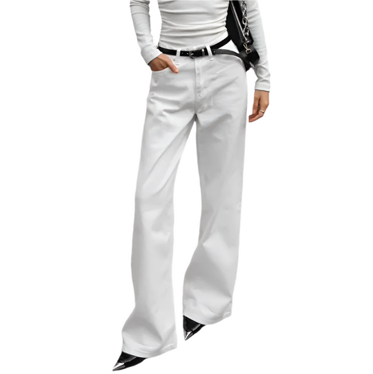 Trendy & Timeless White High Waist Straight Leg Versatile Women's Jeans - B6-JP-627