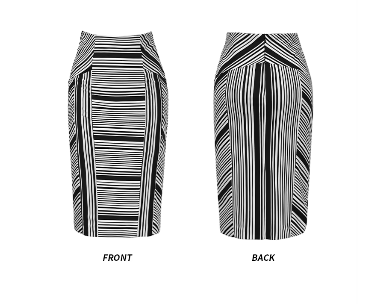 Trendy & Timeless Women's  Black and White Striped High Waist Pencil Skirt - B4-SKT-24