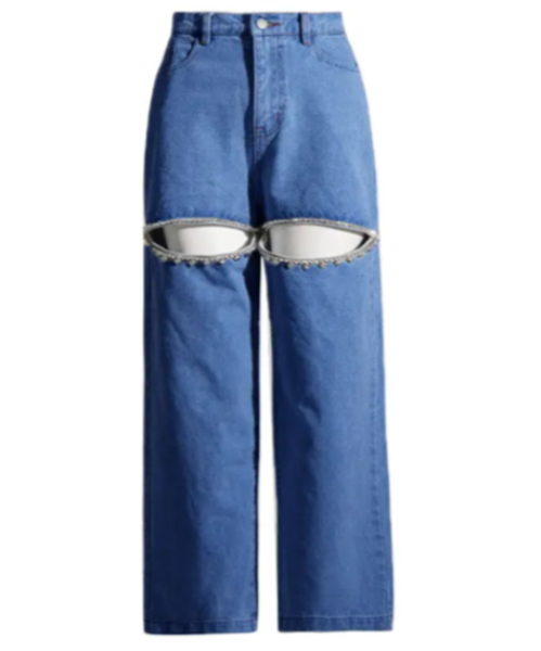 Trendy & Versatile Stud Bead Embroidered Straight Women's Jeans -B6-JP-606