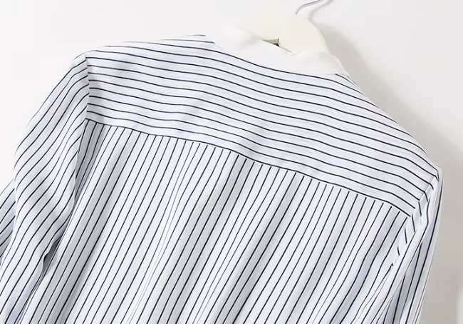 Trendy Chiffon Striped V-neck Long Sleeved Versatile Women's Shirt - B6-TOP-B680