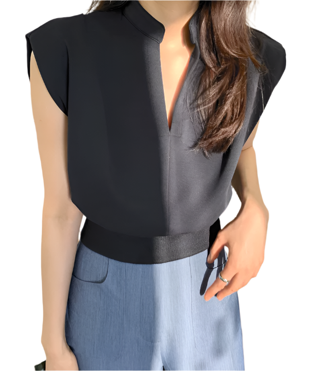V-neck Sleeveless Women's T-shirt - B6-TOP-B652