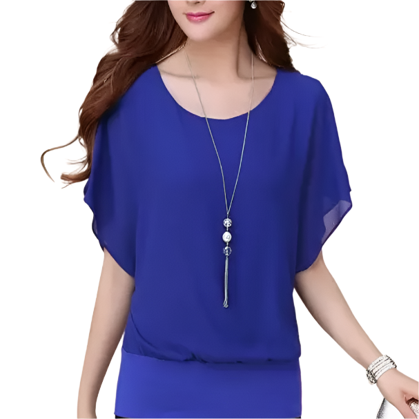 WOMEN'S Elegant Slim Bat Sleeve Chiffon Top SHIRT-BL120