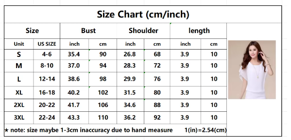 WOMEN'S Elegant Slim Bat Sleeve Chiffon Top SHIRT-BL120