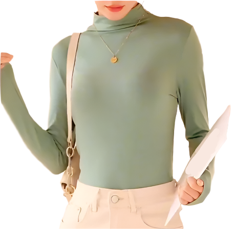 Women High Neck Long Sleeve SOFT & Stretchy Shirt B2-BL-1014